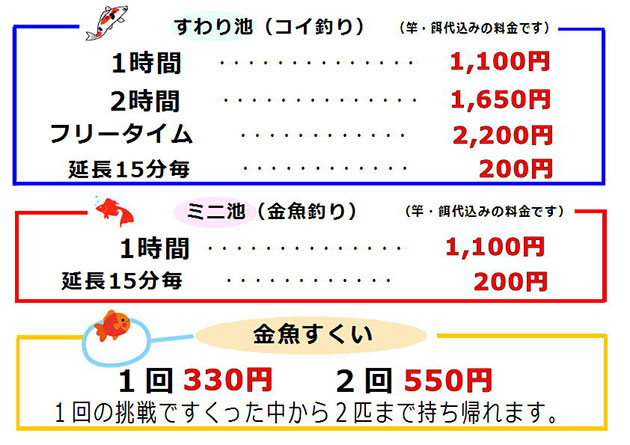 スーパーフィッシング料金表